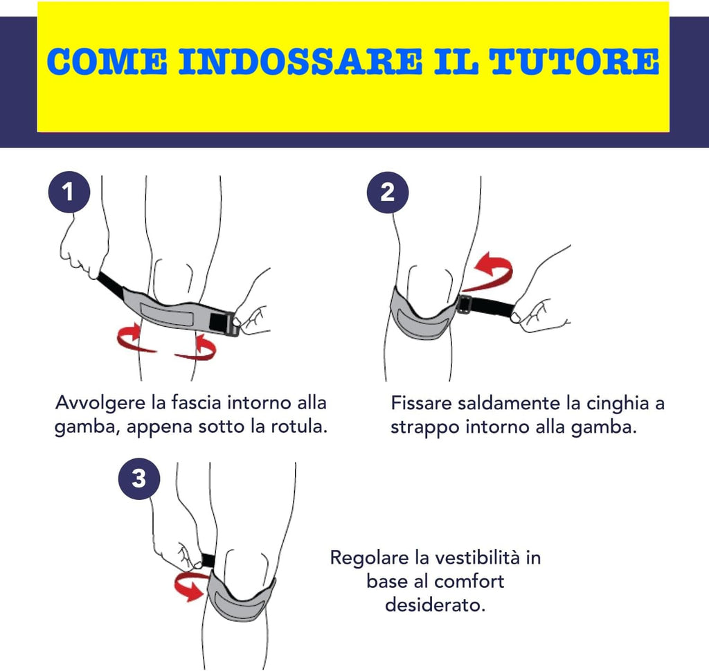 Tutore Ginocchio Rotulea Cinturino Regolabile Fascia Ginocchio Menisco Cinturino Sottorotuleo Supporto Palestra Escursionismo Basket Baseball Pallavolo 2 PZ