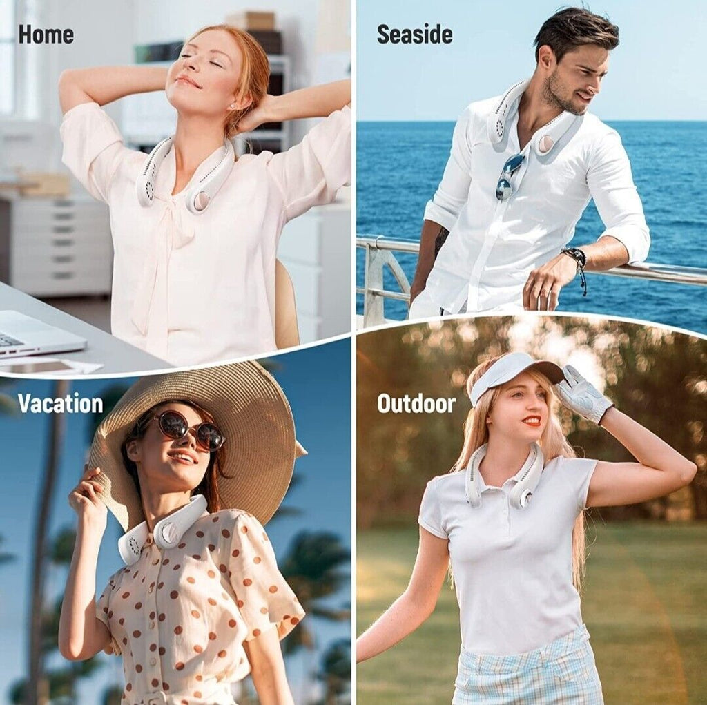 Ventilatore da Collo Portatile ricaricabile USB Senza Lama a 3 velocità x Sport