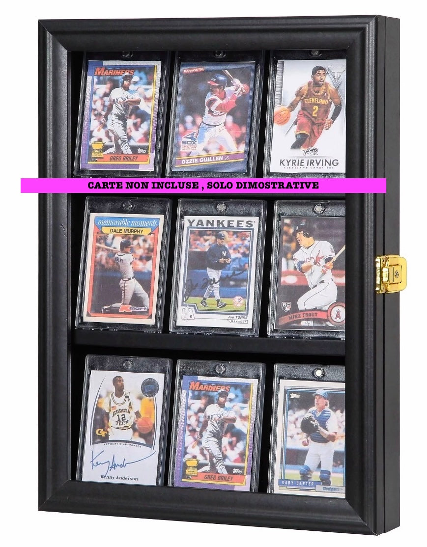 Teca Quadro Porta Carte Collezionabili 3 Ripiani Legno Espositore per Carte da Parete