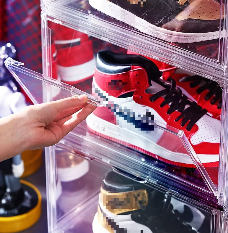 Scatola Espositiva per Sneaker in Acrilico Trasparente con Chiusura Magnetica, Contenitore Antipolvere Impilabile per Scarpe da Collezione