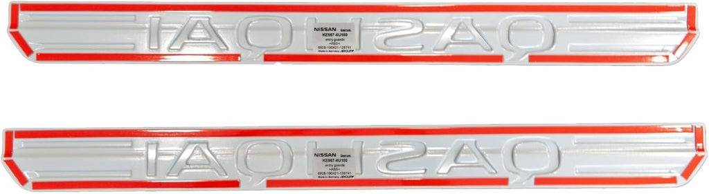 Set 2 Battitacco Anteriori ORIGINALI Nissan Qashqai J12 2021-2025 in ABS Argento con Logo QASHQAI Autoadesivi Codice KE9676U100 Non Illuminati