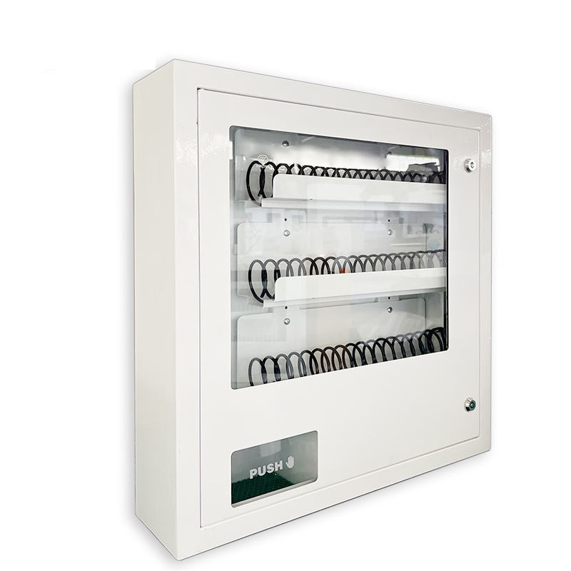 Distributore automatico meccanico in metallo bianco e nero