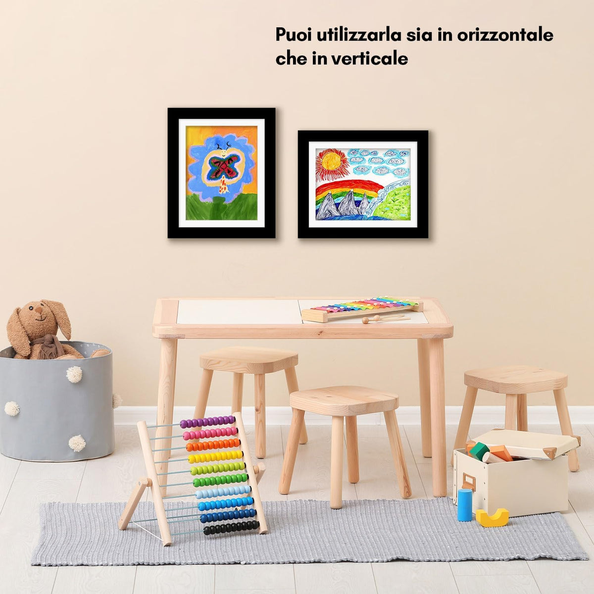 Cornice nera contenitore per disegni dei bambini