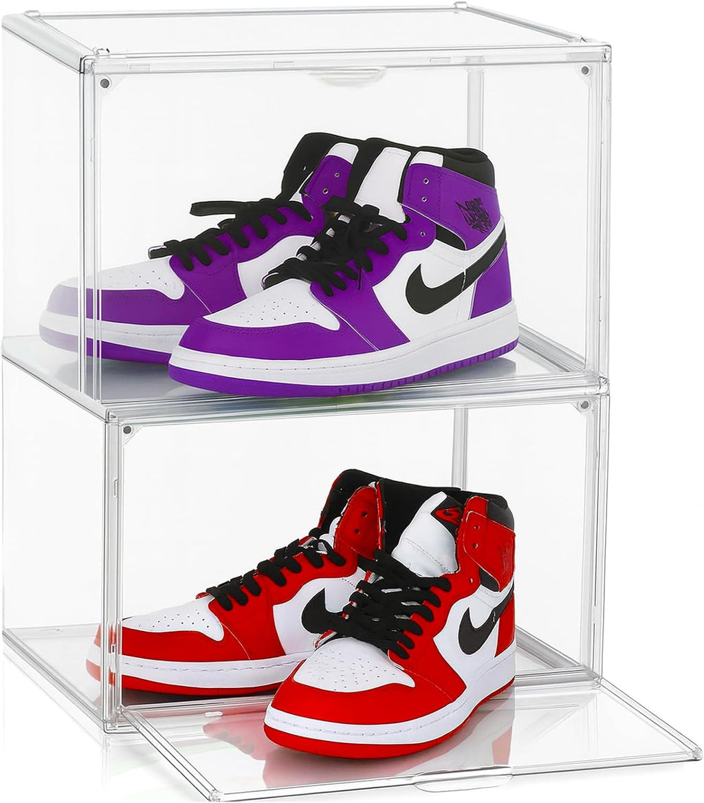 Scatola Espositiva per Sneaker in Acrilico Trasparente con Chiusura Magnetica, Contenitore Antipolvere Impilabile per Scarpe da Collezione