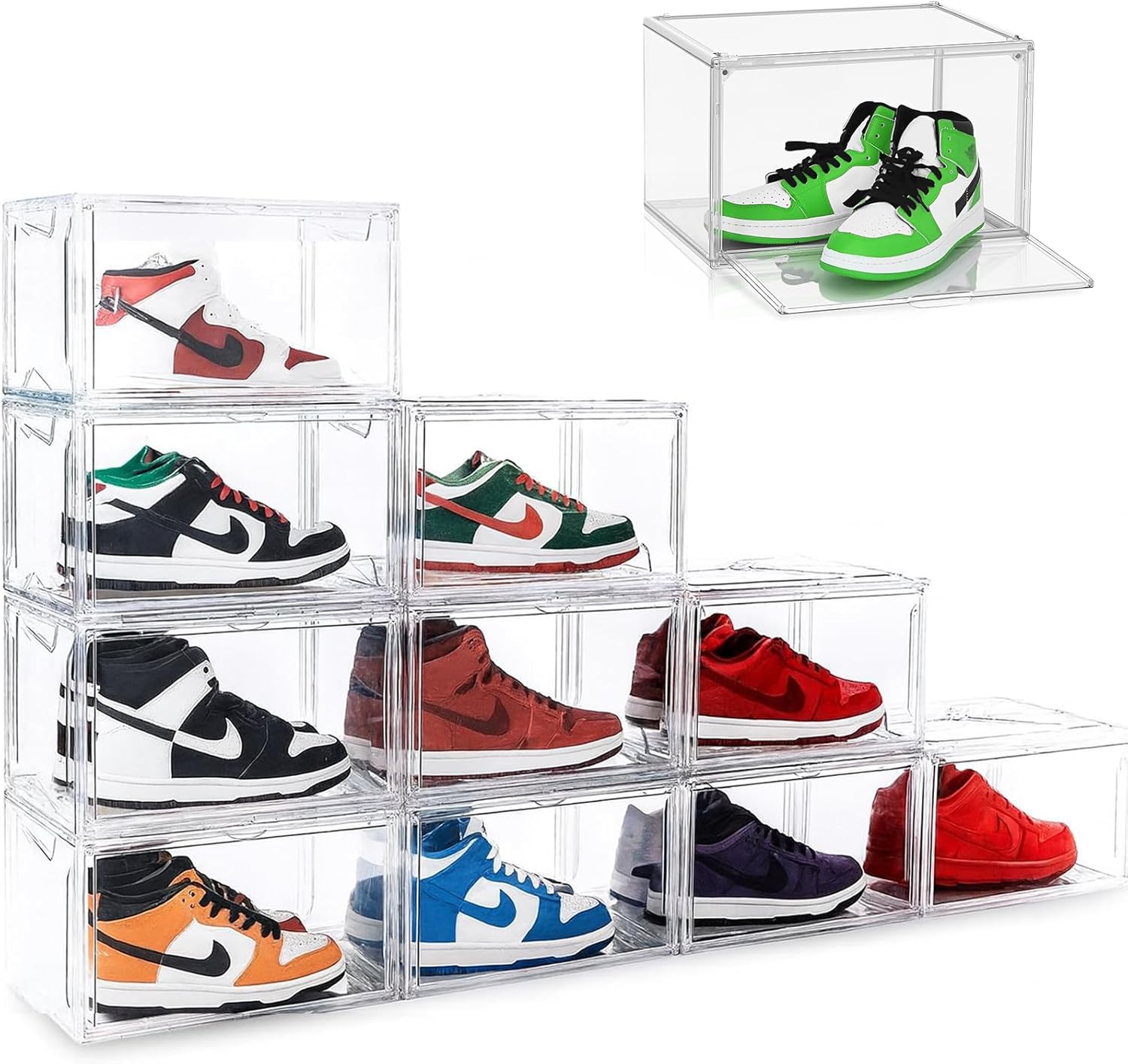 Scatola Espositiva per Sneaker in Acrilico Trasparente con Chiusura Magnetica, Contenitore Antipolvere Impilabile per Scarpe da Collezione