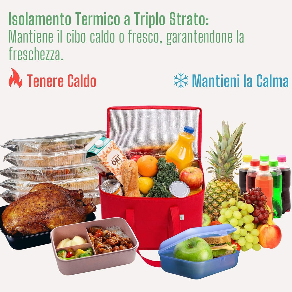 Borsa Frigo Maxi 38x39x19 cm in Polipropilene (PP) con Zip e Manici in Nylon – Capiente e Resistente, Ideale per Spesa, Mare e Picnic, Personalizzabile con Serigrafia