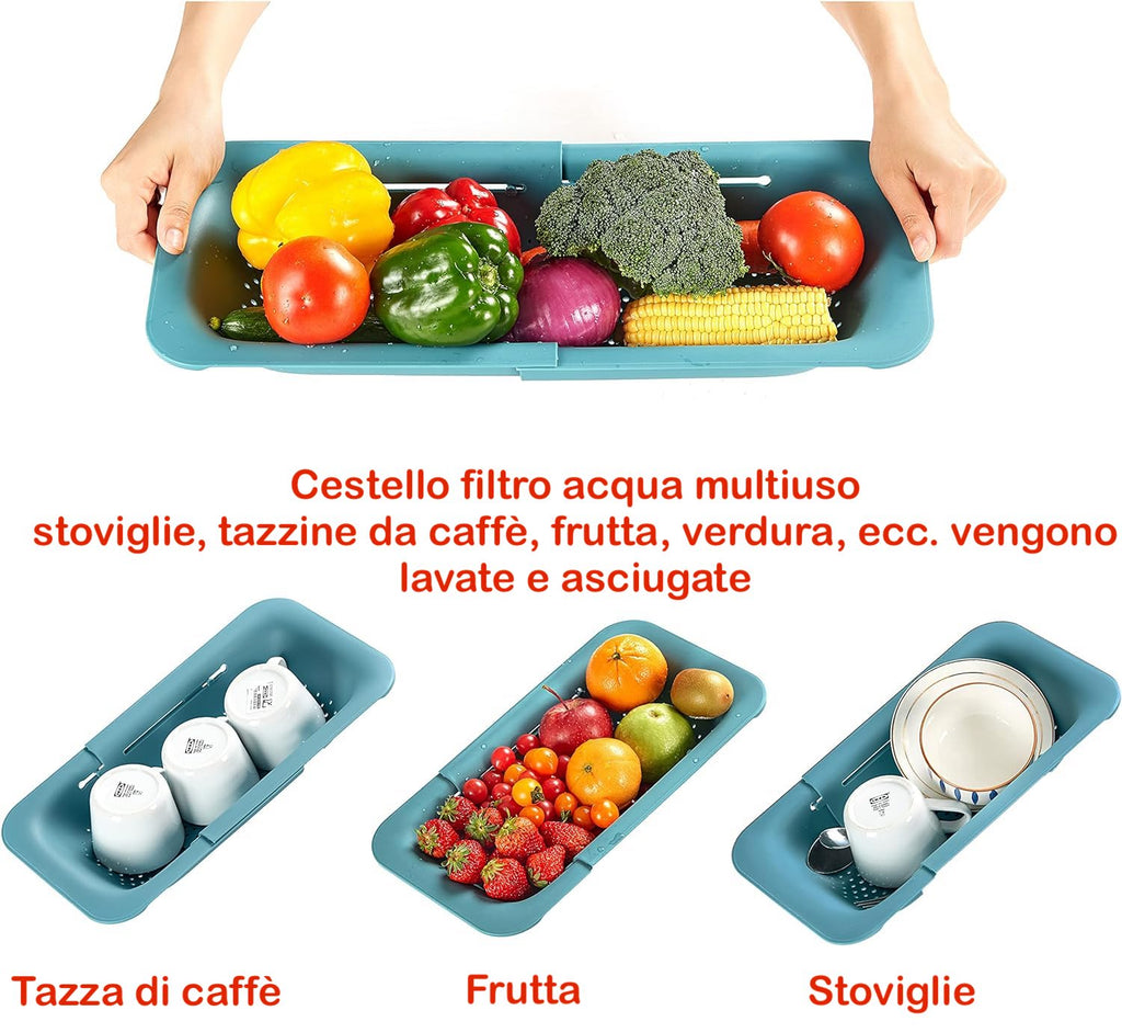 Scolapiatti Da Lavello Allungabile: Colino Maglia Fine Adattabile A Ogni Lavello, Scolapiatti Pieghevole Cestino Lavandino - Scolapasta Set Cucina Di Alta Qualità