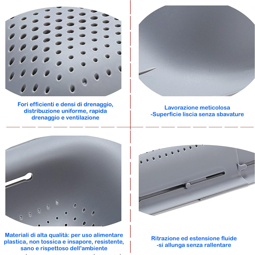 Scolapiatti Da Lavello Allungabile: Colino Maglia Fine Adattabile A Ogni Lavello, Scolapiatti Pieghevole Cestino Lavandino - Scolapasta Set Cucina Di Alta Qualità