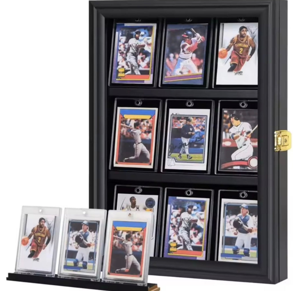 Teca Quadro Porta Carte Collezionabili 3 Ripiani Legno Espositore per Carte da Parete