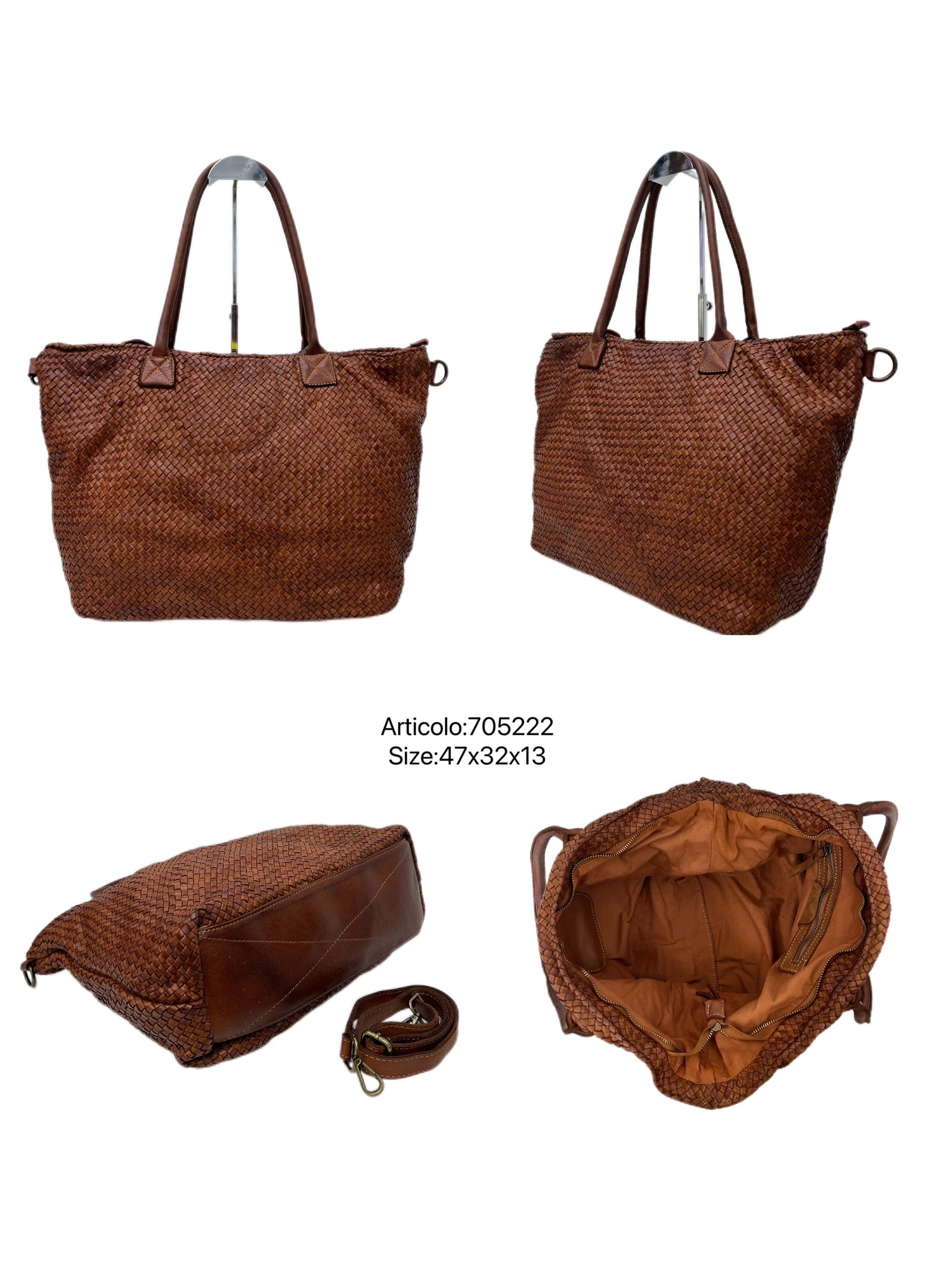 Borsa Donna Intrecciata in Vera Pelle Italiana – Made in Italy Artigianale – Elegante e Resistente – 47 x 32 x 13 cm