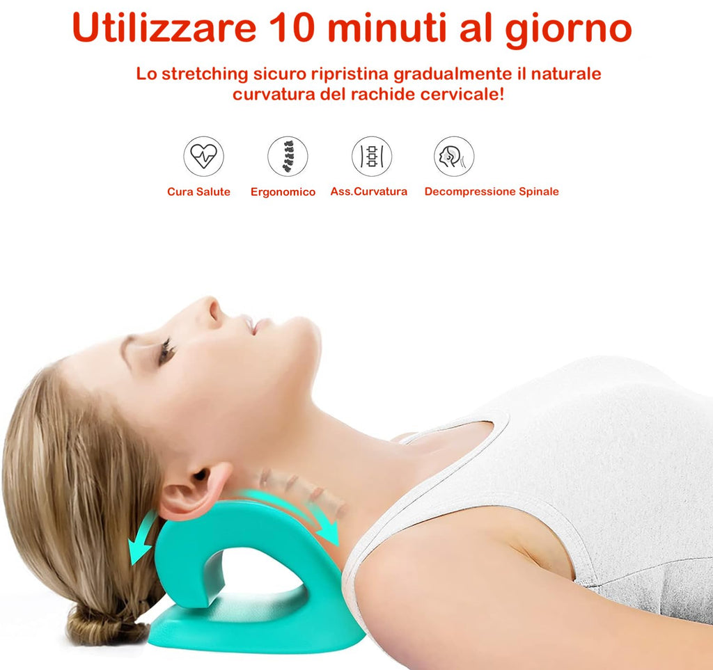 Dispositivo di rilassamento della trazione cervicale per sollievo dal dolore di collo e spalle, allineamento della colonna cervicale, cuscino chiropratico, allungamento del collo