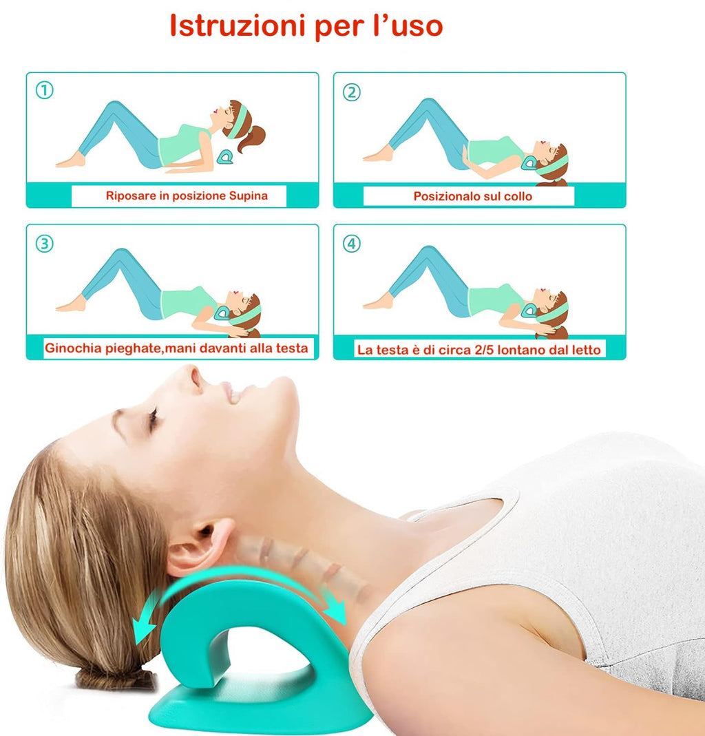 Dispositivo di rilassamento della trazione cervicale per sollievo dal dolore di collo e spalle, allineamento della colonna cervicale, cuscino chiropratico, allungamento del collo