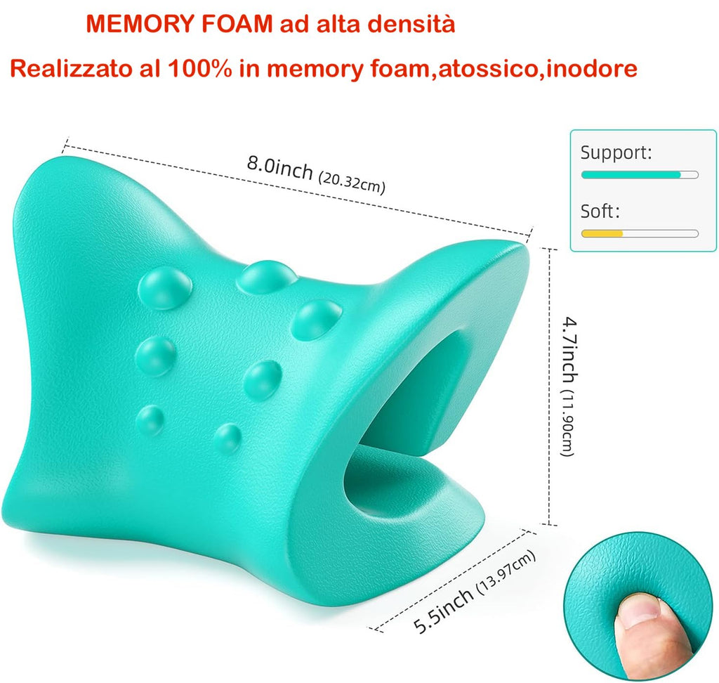Dispositivo di rilassamento della trazione cervicale per sollievo dal dolore di collo e spalle, allineamento della colonna cervicale, cuscino chiropratico, allungamento del collo