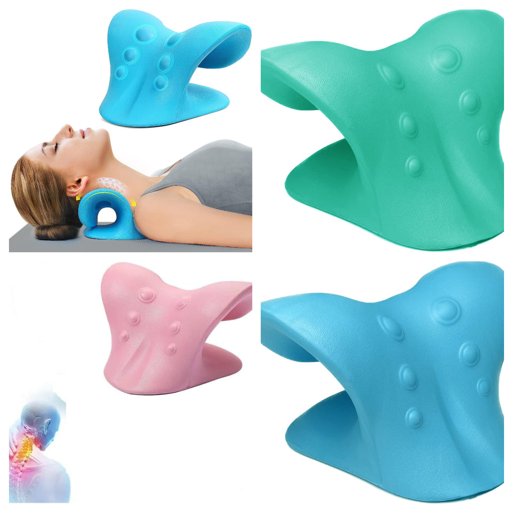 Dispositivo di rilassamento della trazione cervicale per sollievo dal dolore di collo e spalle, allineamento della colonna cervicale, cuscino chiropratico, allungamento del collo