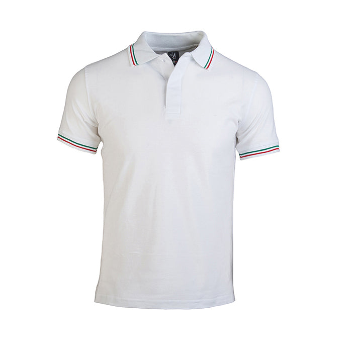 Polo mezza manica cotone piquet pettinato con profili tricolore – POLO ITALY | PM370