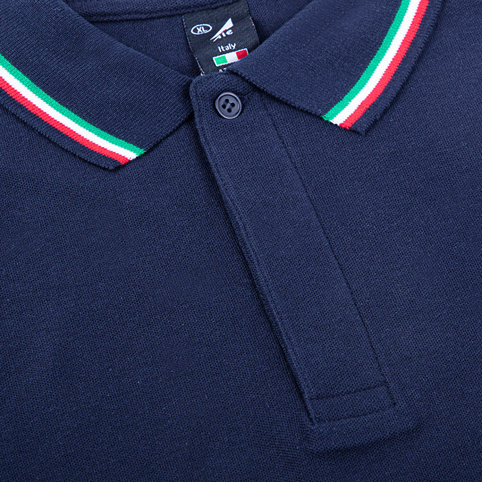Polo mezza manica cotone piquet pettinato con profili tricolore – POLO ITALY | PM370