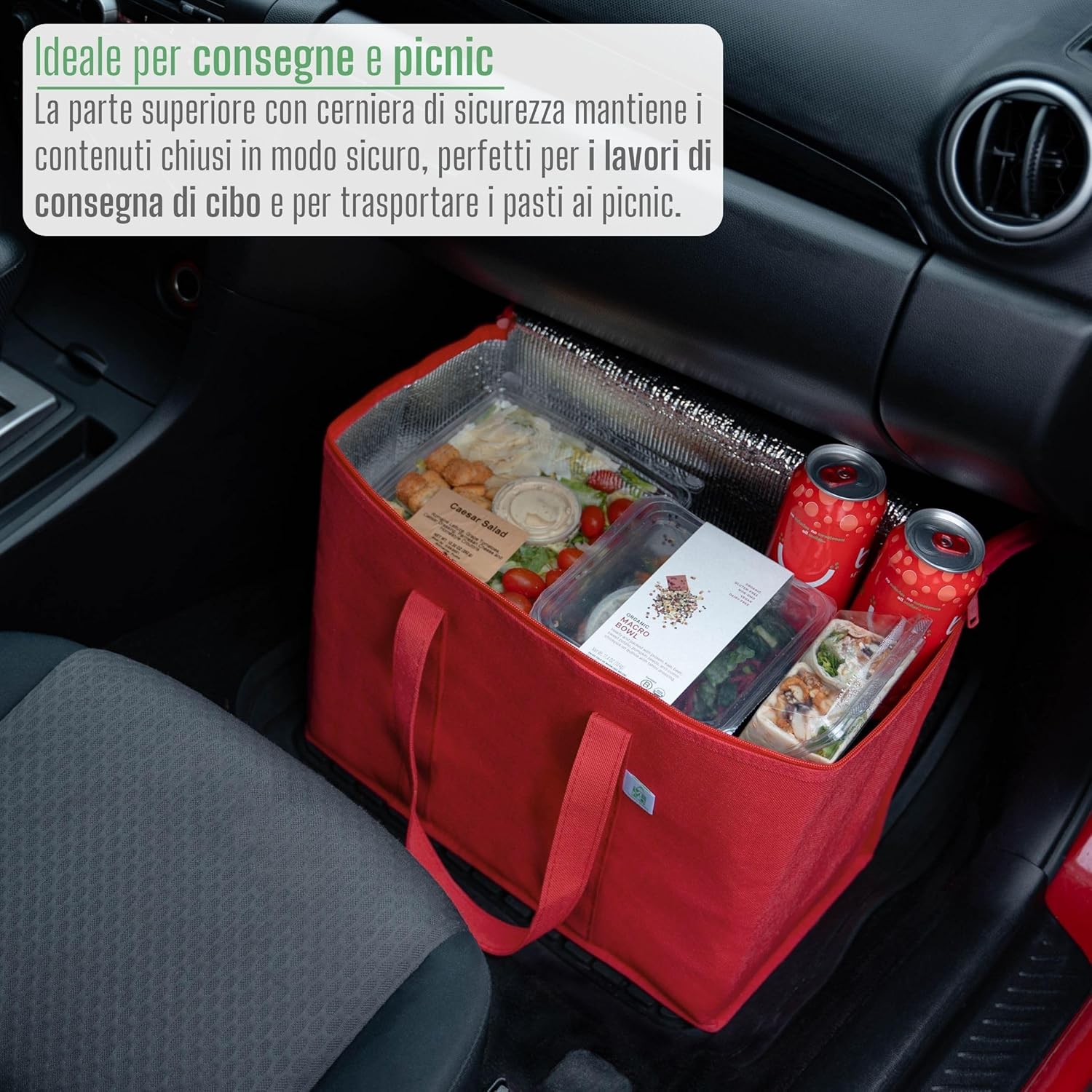 Borsa Frigo Maxi 38x39x19 cm in Polipropilene (PP) con Zip e Manici in Nylon – Capiente e Resistente, Ideale per Spesa, Mare e Picnic, Personalizzabile con Serigrafia