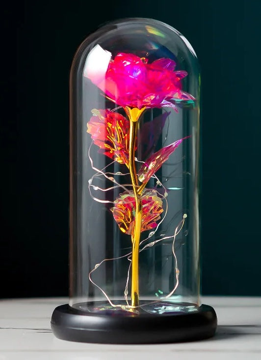 Rosa la bella e la bestia Rosa led stabilizzata regalo Donna Mamma San Valentino cupola in vetro decorazioni Matrimonio Cresima Anniversario