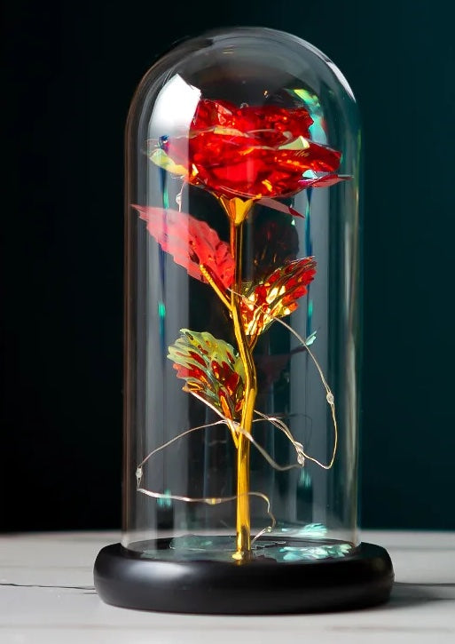 Rosa la bella e la bestia Rosa led stabilizzata regalo Donna Mamma San Valentino cupola in vetro decorazioni Matrimonio Cresima Anniversario