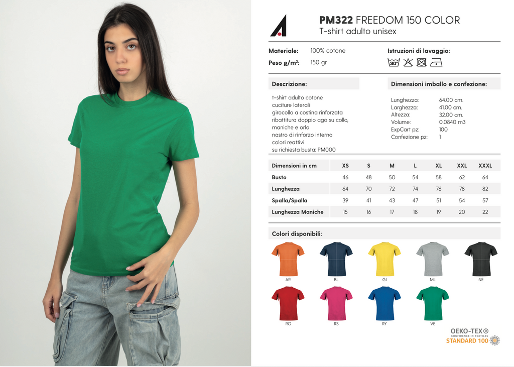 T-shirt unisex cotone 150 g/m² girocollo personalizzabile