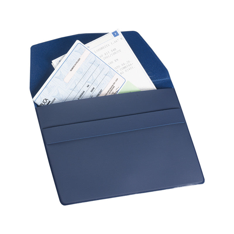 Portadocumenti Auto con Pattina Blu Chiusura con Pattina Porta Libretto Assicurazione Marcatura Neutra a Secco Elegante e Compatto