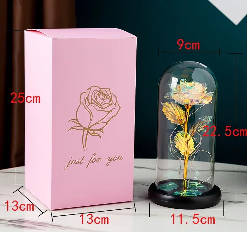 Rosa la bella e la bestia Rosa led stabilizzata regalo Donna Mamma San Valentino cupola in vetro decorazioni Matrimonio Cresima Anniversario