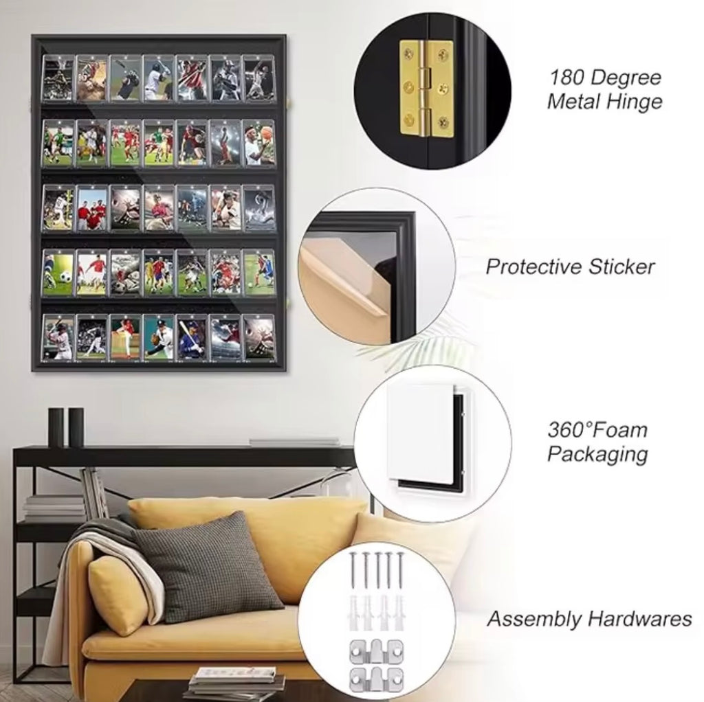 Teca Quadro Porta Carte Collezionabili 5 Ripiani Legno Espositore per Carte da Parete