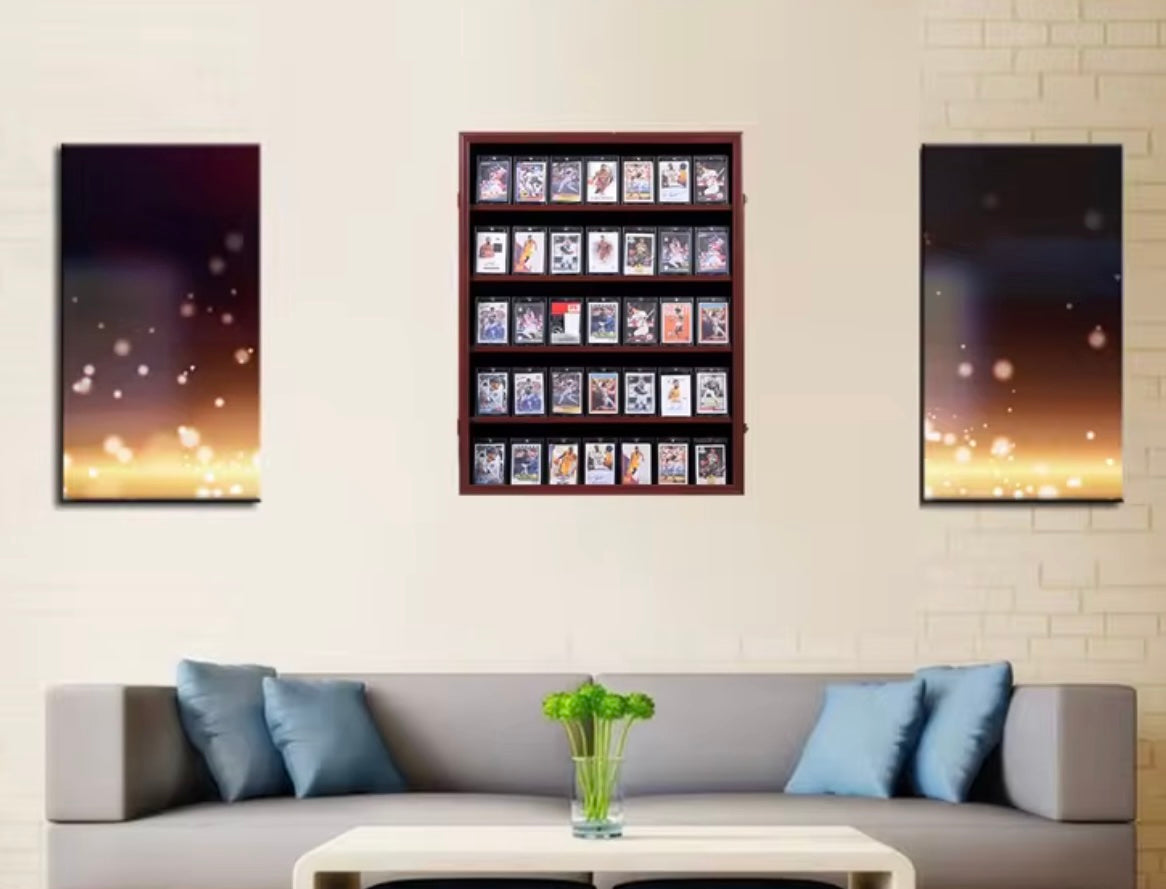 Teca Quadro Porta Carte Collezionabili 5 Ripiani Legno Espositore per Carte da Parete