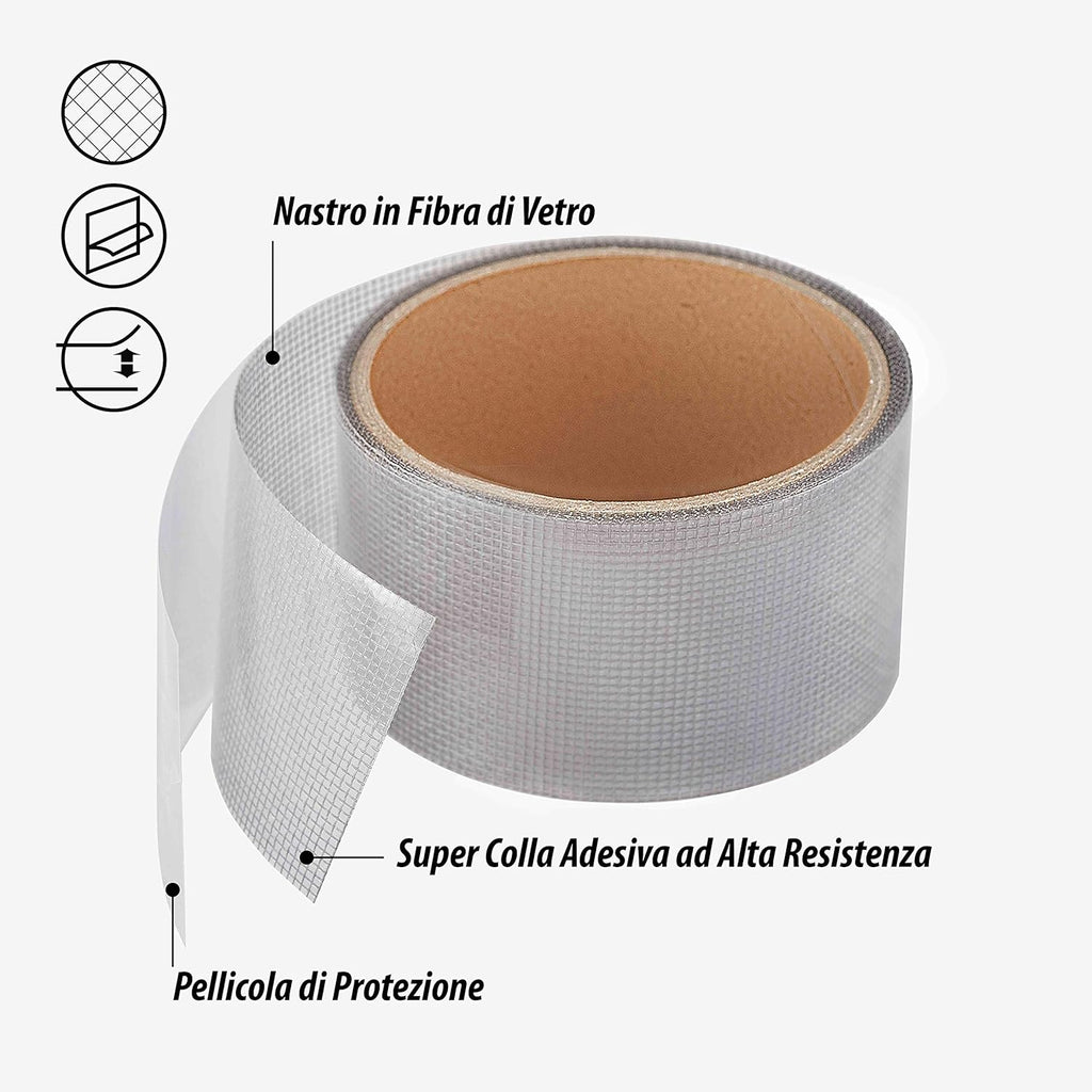 Nastro adesivo ripara Zanzariera in Fibra di Vetro autoadesivo ripara strappi rapidamente 50x2m