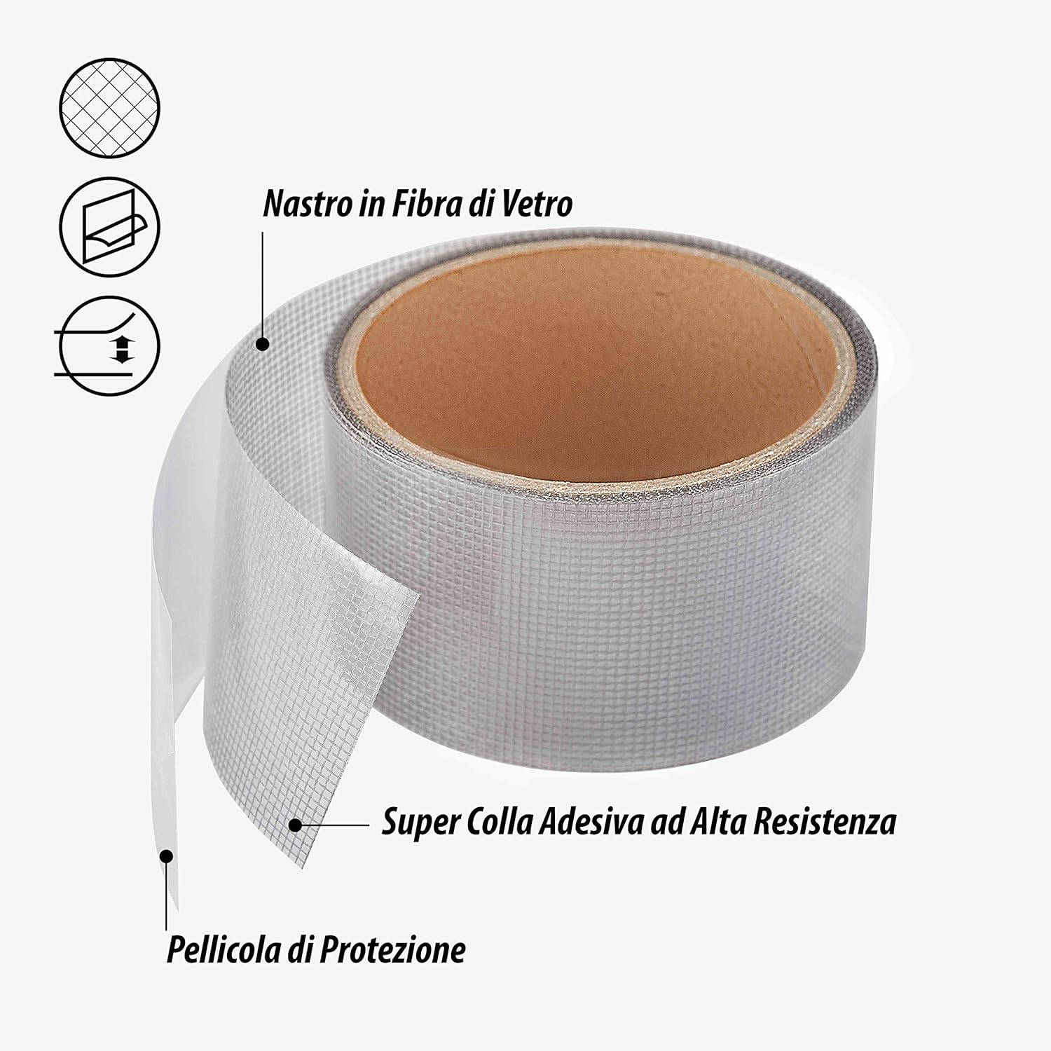 Nastro adesivo ripara Zanzariera in Fibra di Vetro autoadesivo ripara strappi rapidamente 50x2m