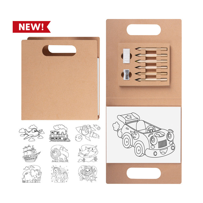 Set Disegni da Colorare in Carta Kraft con Accessori – Idea Regalo Creativa