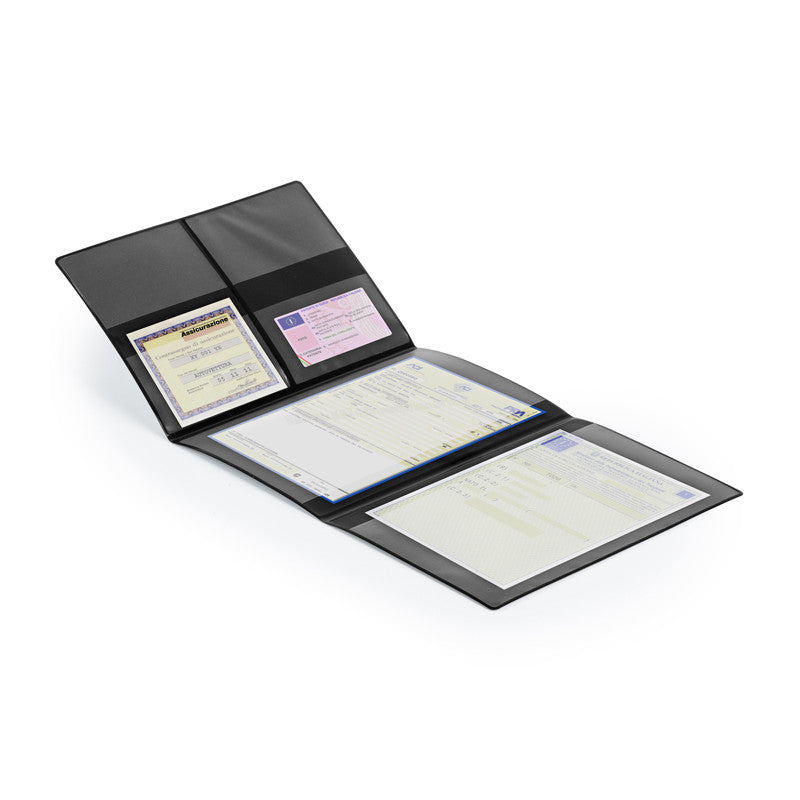 Portadocumenti Auto Moto chiusura a 3 Ante + Tasche Interne Porta Card Patente 13x19 cm (Chiuso) / 42x19 cm (Aperto) Assicurazione Bollo Libretto Documenti Viaggio
