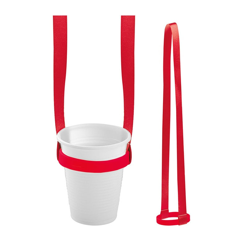 Portabicchiere da Collo in Poliestere con Supporto in Silicone – Porta Bicchiere Riutilizzabile per Eventi, Fiere e Outdoor