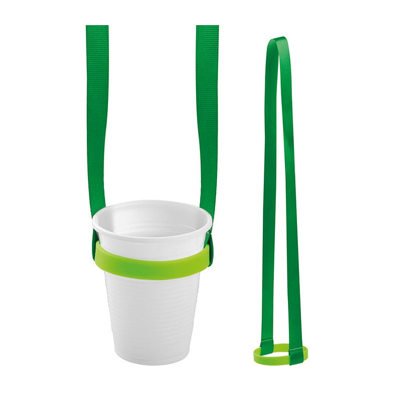Portabicchiere da Collo in Poliestere con Supporto in Silicone – Porta Bicchiere Riutilizzabile per Eventi, Fiere e Outdoor