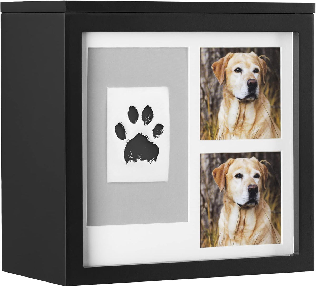 Quadro ricordo nero con due foto e impronta