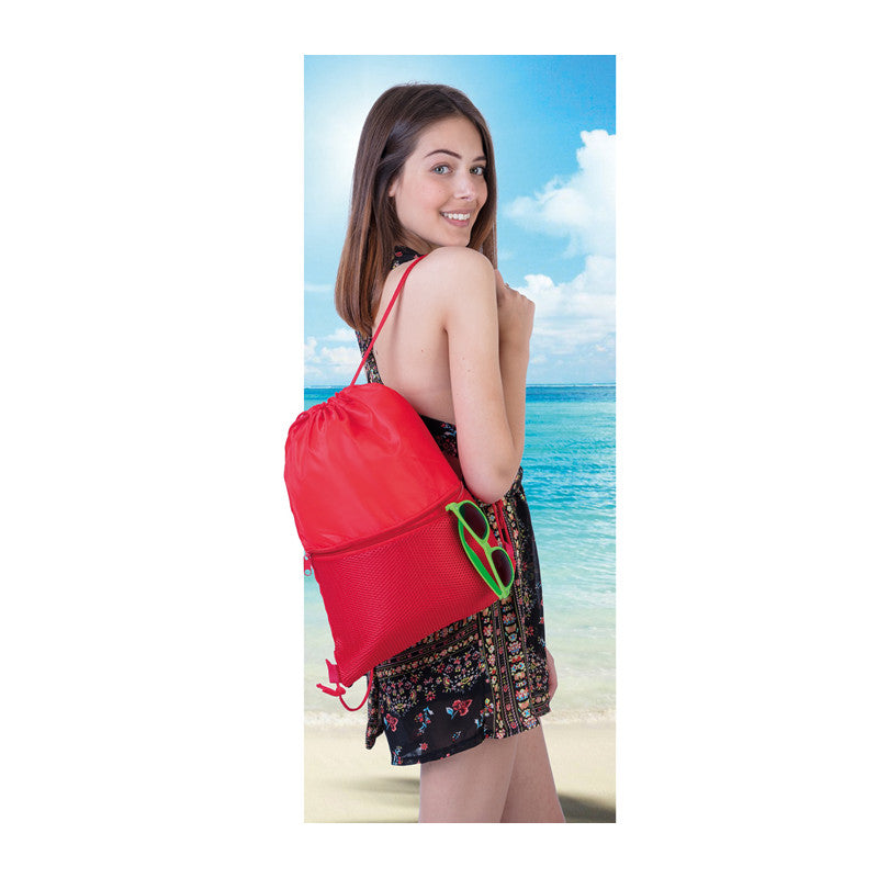 Sacca Zainetto Sportiva Gym Sack Sport Ginnastica Nuoto Borsa Coulisse Palestra Impermeabile Viaggio Scarpe Scuola Asilo Bambini Adulti Unisex in Nylon 210D con Tasca Frontale