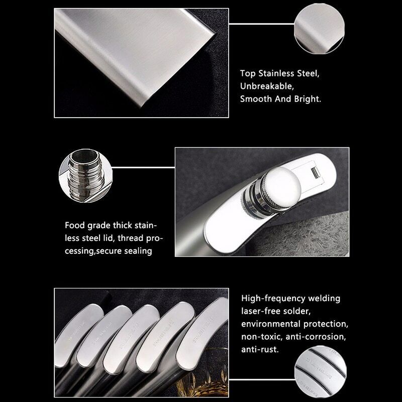 Fiaschetta Acciaio Inox Tascabile 1-18oz Bottiglia Liquore Portatile Whisky Rum