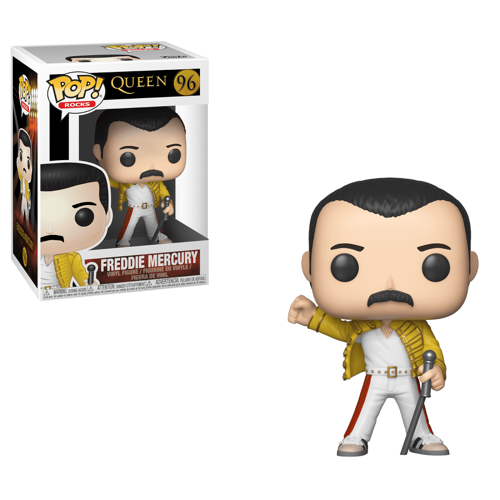 FUNKO POP ROCKS FREDDIE MERCURY QUEEN #96 WEMBLEY 1986 in BOX ORIGINALE