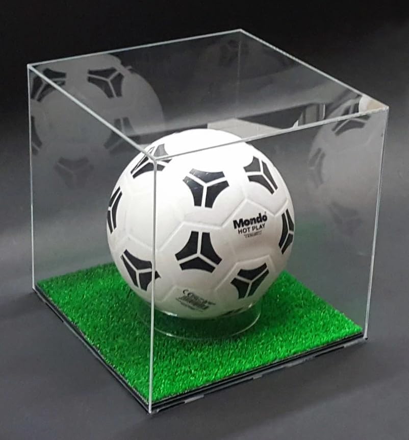 Vetrina Espositore Cimeli Teca Trasparente 26x26x26 cm per Palloni Calcio, Basket, Volley Box Vetrina da Assemblare per Palla Sportiva Display Case Antipolvere