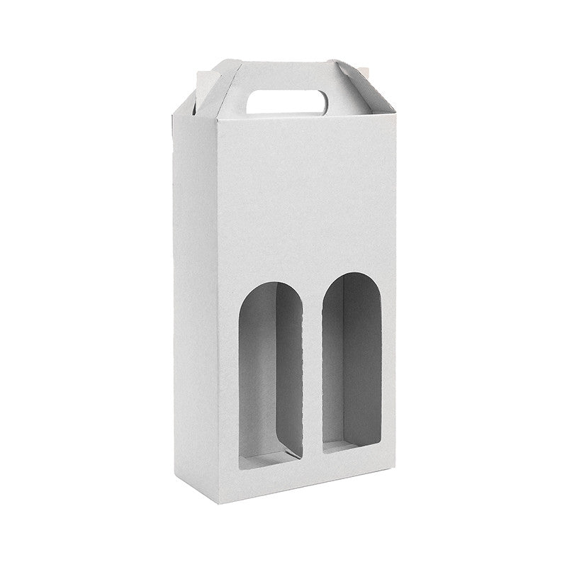 Scatola Regalo Portabottiglie 2 Posti Elegante Confezione in Carta con Manico Piatto Ideale per Vino, Olio o Liquori Personalizzabile con Serigrafia