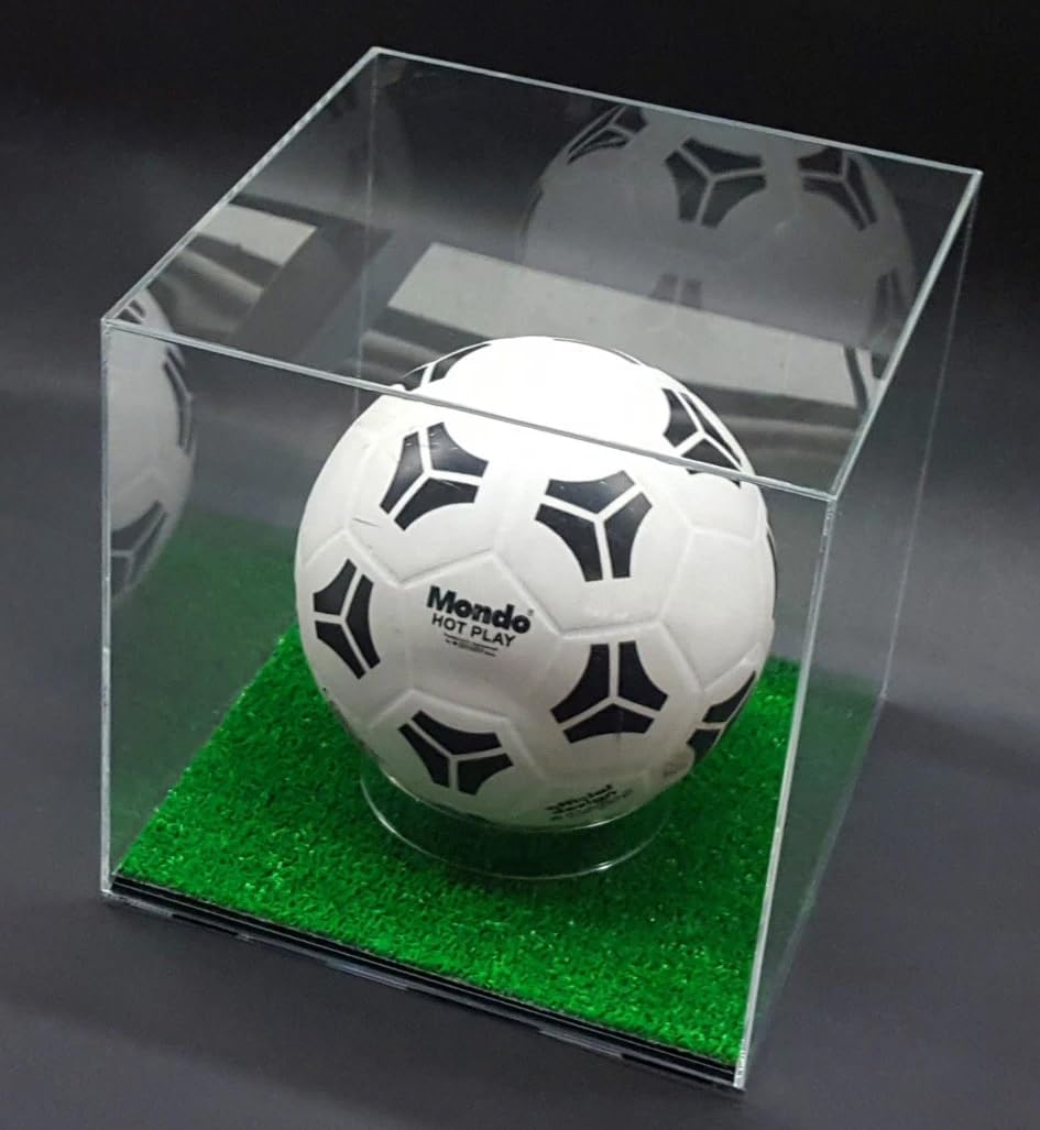 Vetrina Espositore Cimeli Teca Trasparente 26x26x26 cm per Palloni Calcio, Basket, Volley Box Vetrina da Assemblare per Palla Sportiva Display Case Antipolvere